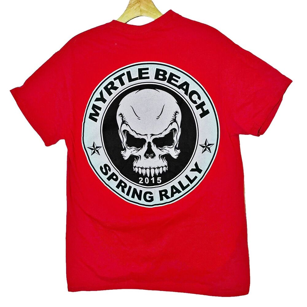 Myrtle Beach 2015 Rally Skull Tee Shirt Sz M Motorcycle Spring Biker T-Shirt Men